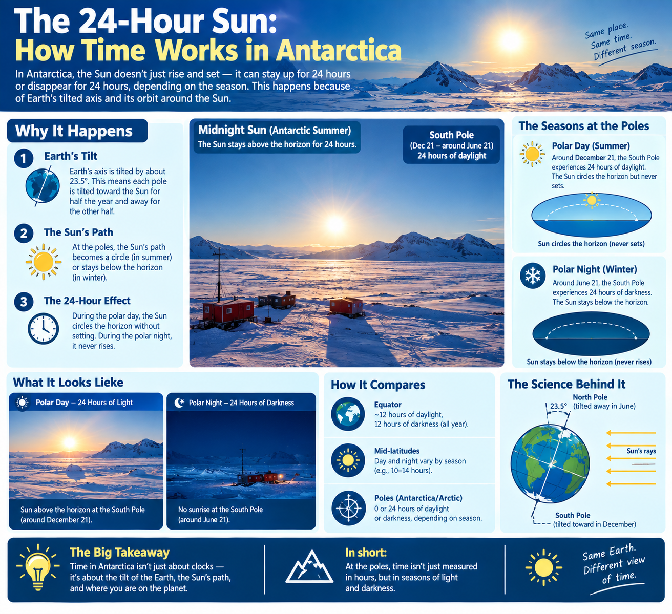 The 24-Hour Sun: How Time Works in Antarctica