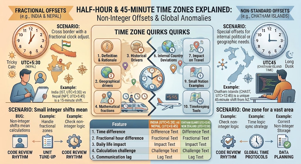 Half-Hour and 45-Minute Time Zones Explained: Why Some Countries Are Off the Hour