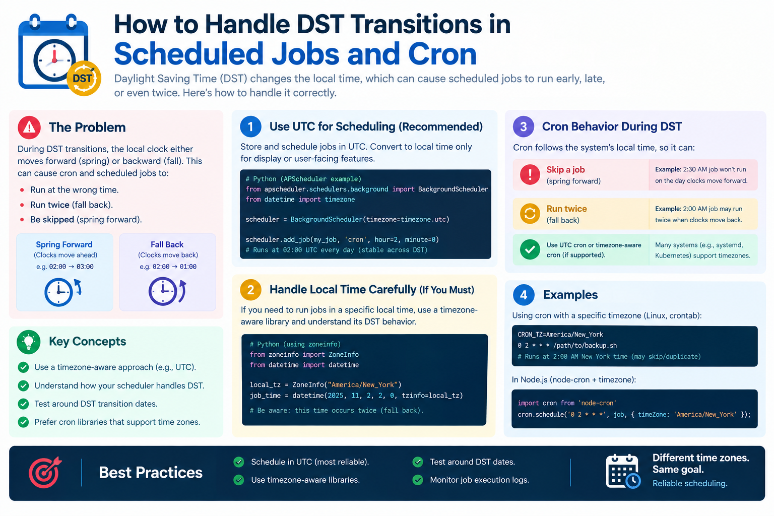 How to Handle DST Transitions in Scheduled Jobs and Cron