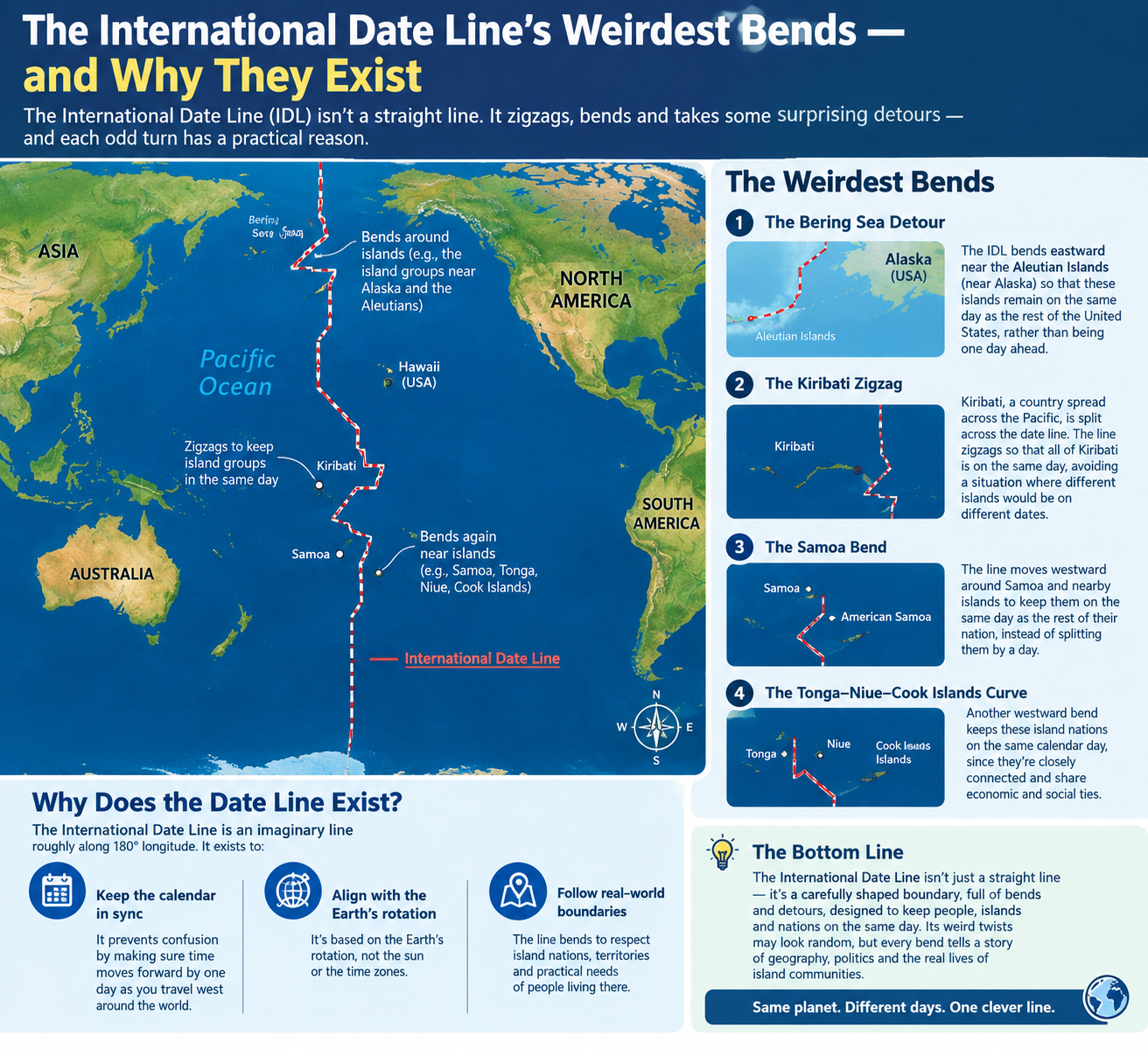 The International Date Line's Weirdest Bends and Why They Exist