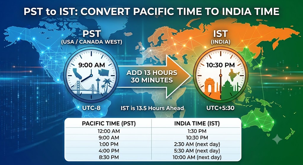 PST to IST: Convert Pacific Time to India Time – Complete Guide