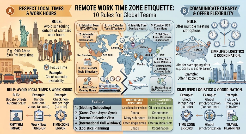 Remote Work Time Zone Etiquette: 10 Rules for Global Teams