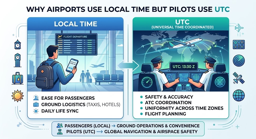 Why Airports Use Local Time but Pilots Use UTC